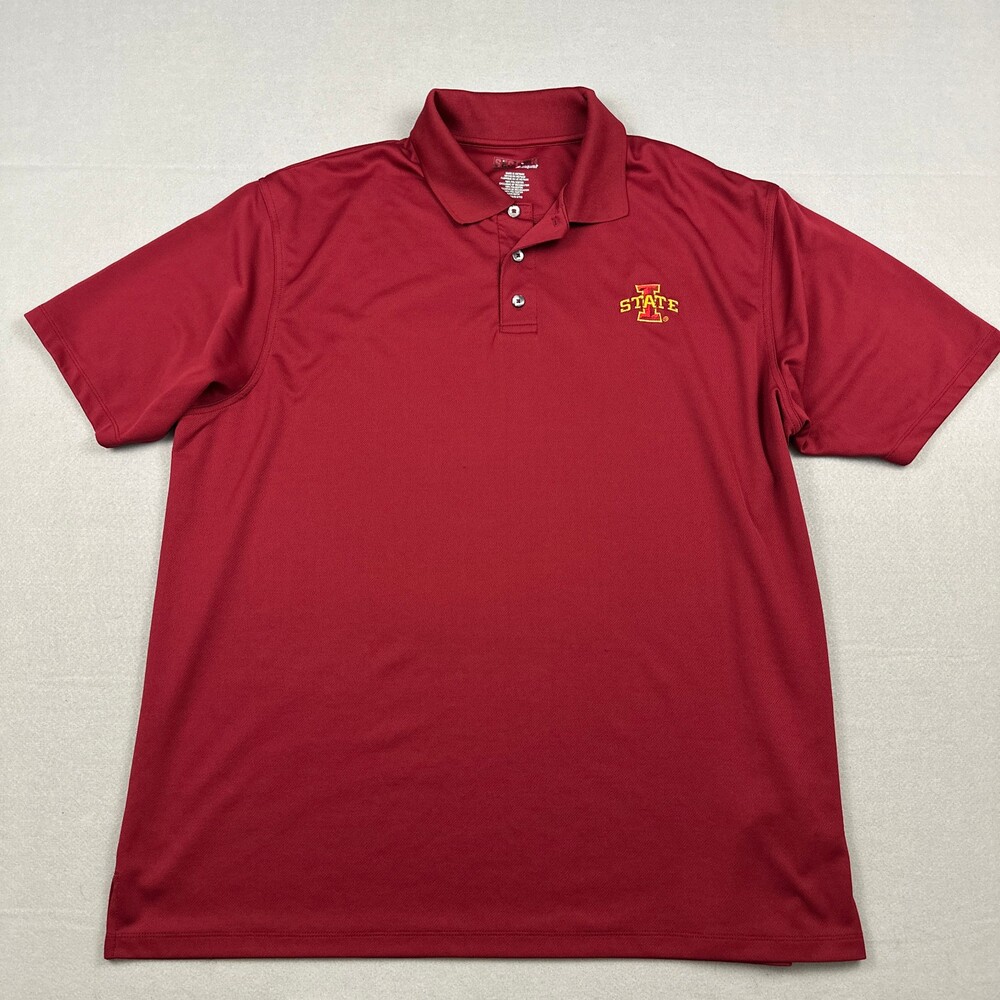 Iowa State Cyclones Shirt Men 2XL Burgundy Solid Majestic Polo NCAA XXL